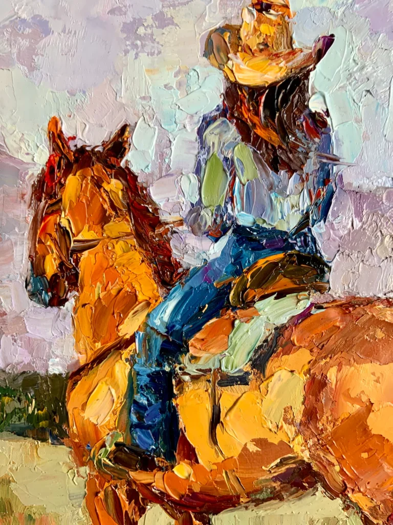 cowgirl impasto painting