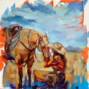 Cowgirl Painting Original Art Oil Painting 12X12 Inches
