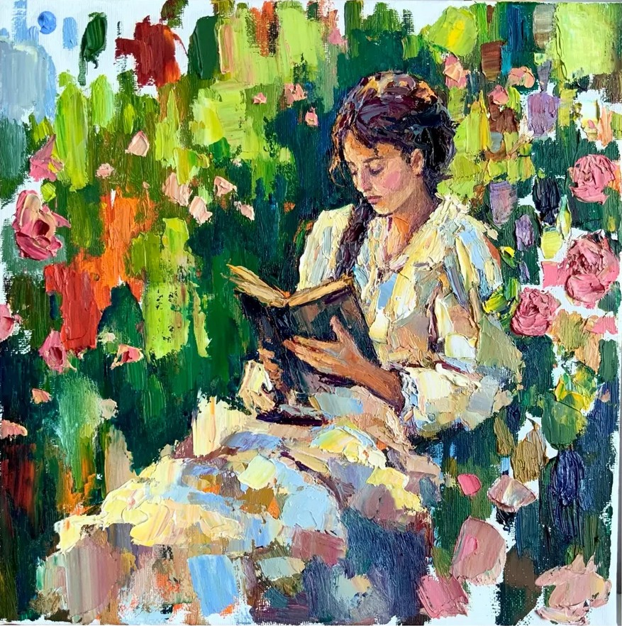 Girl Reading in Rose Garden - Image 2